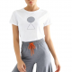 Women's Casual Loungewear Set with Geometric Print T-Shirt and Grey Wide-Leg Pants