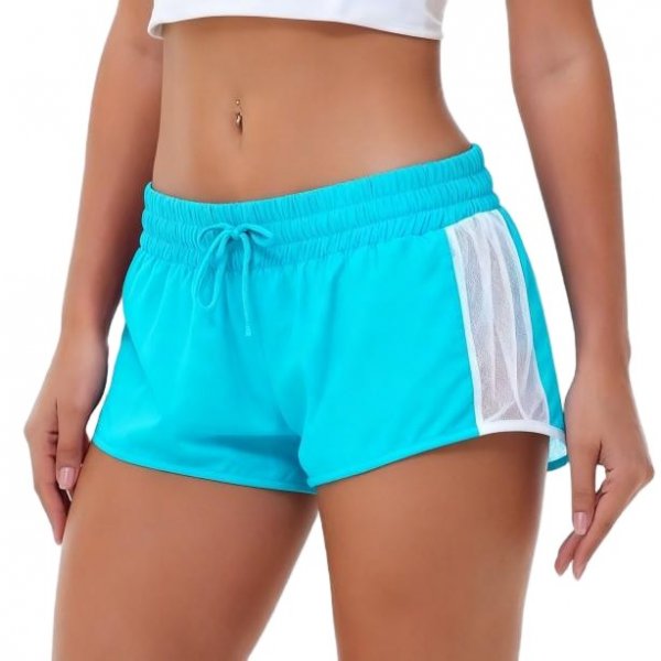 Women's Turquoise Athletic Shorts with Mesh Side Panels