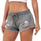 Women's Gray Distressed Denim Shorts with Frayed Hem