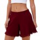 Women's Burgundy High-Waisted Shorts with Fringe Hem
