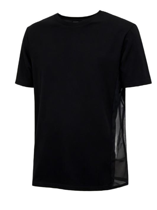 Men's Black T - Shirt with Side Mesh Panel