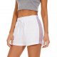 Women's White Shorts with Sheer Purple Mesh Side Panels