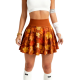 Orange Maple Leaf Print Flared Mini Skirt