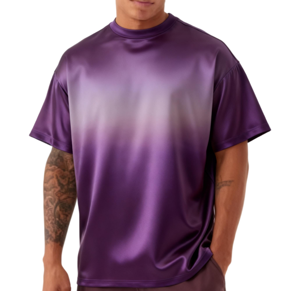 Purple Satin Gradient Oversized T-Shirt