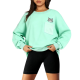 Mint Green Cat Embroidery Pocket Oversized Sweatshirt