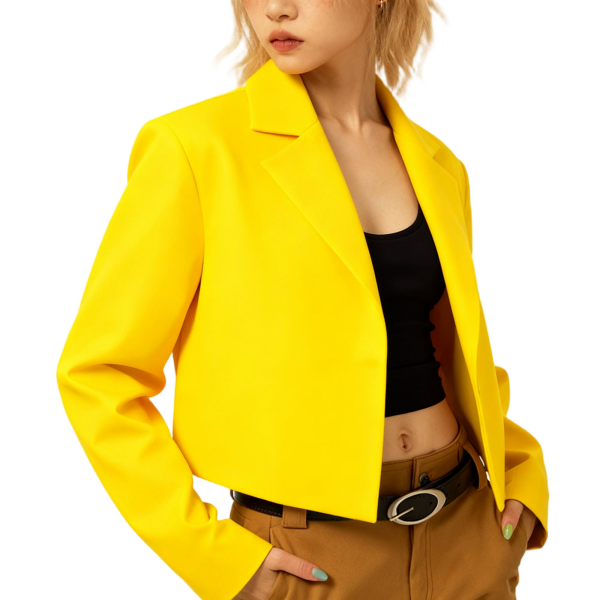Yellow Cropped Blazer Jacket