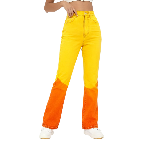 Yellow & Orange Gradient Flared Jeans