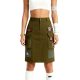 Olive Green Cargo Patchwork Mini Skirt