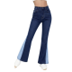 Dark & Light Blue Color-Block Flared Jeans