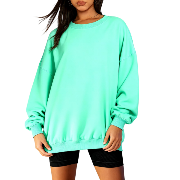 Mint Green Solid Oversized Sweatshirt