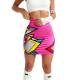 Pink Pop Art Print Ruched Mini Skirt
