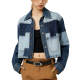 Blue Patchwork Cropped Denim Jacket