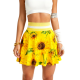 Yellow Sunflower Print Flared Mini Skirt