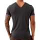 Gray Fitted V-Neck Performance T-Shirt